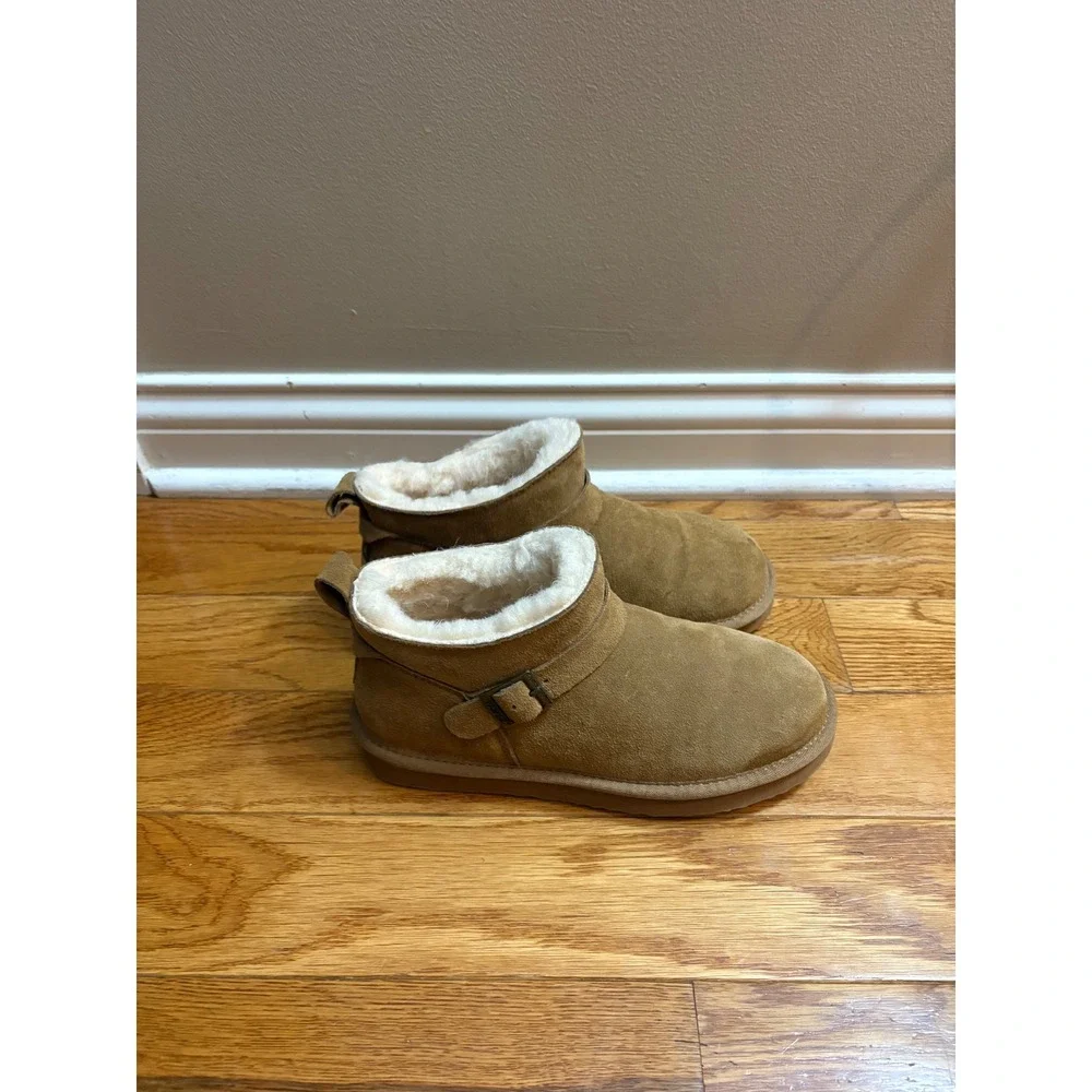 PAWZ by Bearpaw Kids Hickory Suede Faux Fur Ankle Boots Buckle MPW23BP048 Size 7